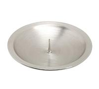 NKlaus candle plate brass silver matt Ø 8cm with spike 0,5cm thick For candles up to Ø6cm. 10973