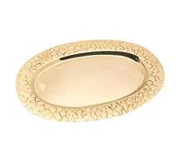 NKlaus candle plate oval 14x8cm inside solid brass gold polished decoration plate with rim tray 10516