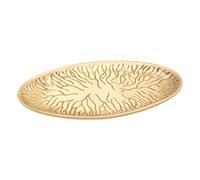 NKlaus candle plate oval 17x7cm made of measurement gold matt solid gold deco plate with pattern tray with tree design 10509