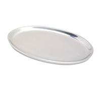 NKlaus candle plate oval 20x11cm aluminium silver polished saucer table decoration surface smooth 10377