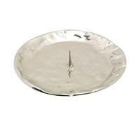 NKlaus Candle Plate with Spike Ø 9cm Brass nickel plated shiny Candle Coaster Plate 10589