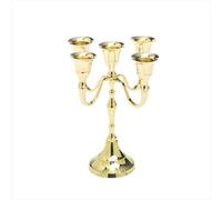NKlaus Candlestick 5 arms 18cm high brass gold shiny candelabra for candles Ø 2cm table candles stick candles modern classic look decoration wedding 2879