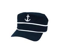 NKlaus Cap 'Anchor' Black Cotton White Embroidered - Retro Nautical Hat Stylish 16072, black, XXS-4XL