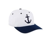 NKlaus Cap 'Anchor' White/Blue Cotton Blue Embroidered - Nautical Retro Style Hat Ocean Elegance 16077, blue, XXS-4XL