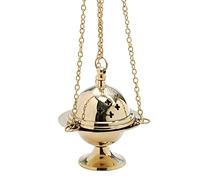 NKlaus Censer with chain 15cm inner bowl incense burner brass gold deco new 7587