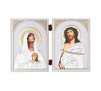 NKlaus - Deva Maria & Jesus - Icon Diptych Christian - 8.5 x 12.6 cm - Wooden Travel Altar Iconography 16640
