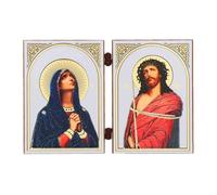NKlaus - Deva Maria & Jesus - Icon Diptych Christian - 8.5 x 12.6 cm - Wooden Travel Altar Iconography 16647