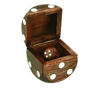 NKlaus Dice Box with 6 Dice Made of Mango Wood/Brass, 7.5 x 7.5 x 7.5 cm - Maritime Dice Game Set, Decorative 15991