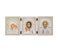 NKlaus - GM of Kazan & Jesus Christ & Saint Nicholas - Icon Triptych - 12 x 31 cm - Christian 16507