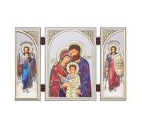 NKlaus - Holy Family - Icon Triptych Christian - Wooden Travel Altar - 8.5 x 13 cm - Iconography 16645