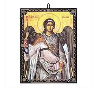 NKlaus Icon Archangel Michael 9.7 x 13.5 cm Christian Wall Picture Byzantine Black Unframed Wall Mounting Indoor