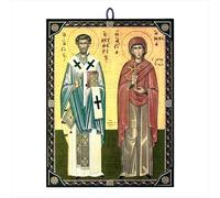 NKlaus Icon Saint Eleftherios and Anthia 9.7 x 13.5 x 1.2 cm Christian Icon Orthodox from Greece 60158