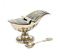 NKlaus incense boat with hinged lid and spoon solid brass polished 2942