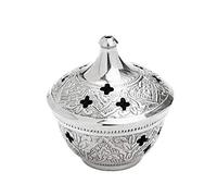 NKlaus Incense Bowl 8cm handmade with grid for incense incense mixture incense burner house cleaning silver 2838