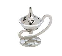 NKlaus Incense Burner brass nickel plated 10cm high for incense herbs with heart incense burner handmade 2955