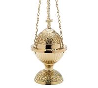 Nklaus incense burner brass with cross gold chain 90cm incense burner hanging incense burner incense burner for church at home 7631