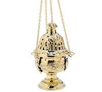 NKlaus Incense Burner gold plated chain 40cm large hanging incense burner patterned 7630