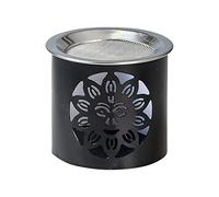 NKlaus Incense Burner Iron Smiley-Pattern black H 6cm Tea Light with Strainer for Incense 10918