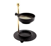 NKlaus Incense burner modern style made of brass powder coated black - gold height adjustable with sieve operating mode tealight for incense resins and incense 4019