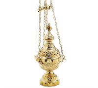 NKlaus Incense Burner with Chain and Bell Brass Handmade Incense Burner 2790