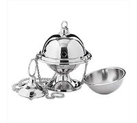 NKlaus Incense Burner with Chain Brass Handmade Incense Burner Incense Burner on Sand silver 9681