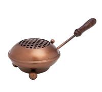 NKlaus incense pan iron with wooden handle incense burner handmade 11cm round 7556