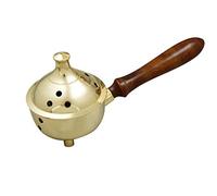 NKlaus incense pan with handle made of real wood brass gold Ø 7cm for incense incense operating mode incense burner incense burner handwork 2169