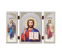 NKlaus - Jesus Christ - Icon Triptych Christian - Wooden Travel Altar Iconography 16851