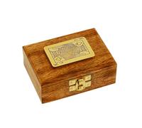 NKlaus Mango Wood and Brass Playing Card Box, 11 x 8 x 4 cm, Nautical Decoration, Card Box for Game Evenings 15932