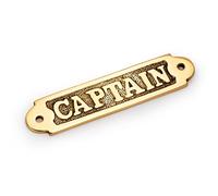 NKlaus Maritime Door Sign Captain Lettering Brass 16 x 3.7 cm Nautical Decoration 11763