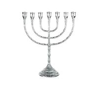 NKlaus Menorah 30cm high 7 candlestick for candles up to Ø 2cm Candlestick large silver Candlestick brass nickel plated 2884