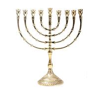 NKlaus Menorah 32cm high Hanukkah for candles up to Ø 1,2cm Candlestick large gold 9er Candlestick brass gold 2802