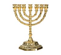 NKlaus Menorah candlestick solid brass gold plated height 13cm candle holder handmade 10901