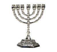 NKlaus Menorah candlestick solid brass nickel plated height 13cm candle holder handmade 10902