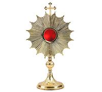 NKlaus Monstrance 35cm High Rays Monstrance Reliquary Cross Reliquary Brass Solid Gold Container for Your Souvenir Home Altar Handmade 2845