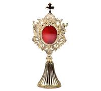 NKlaus Monstrance Reliquary 22cm high Container for Souvenirs Cross Reliquary House Altar Brass Solid Gold Relic Holder Cross Reliquary Handmade Relic Holder 2851