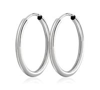 NKlaus pair of 20mm hoop earrings 925 sterling silver 2,0mm thick silver earrings 3090