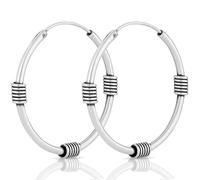NKlaus pair of Bali Creole 27mm 925 Sterling Silver Gothic Medieval Earrings 1372