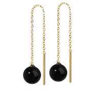 NKlaus pair of genuine Onyx pull through 6mm gold alloy earrings 7957