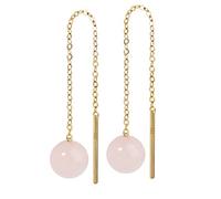 NKlaus pair of genuine rose quartz pull through 6mm yellow gold earrings Earrings 7960