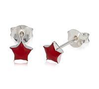 NKlaus pair of stud earrings red star 5mm silver 925 star amulet small earrings 12914