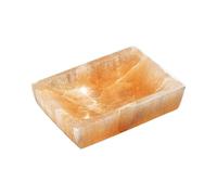 NKlaus Peach Selenite Rectangular Bowl 12 x 8 x 3 cm - Handmade Peach Selenite Bowl, Perfect for Gemstones, Jewellery and Meditation, Natural Decoration for Harmony and Positive Energy 16306