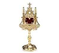NKlaus Reliquary Monstrant Cross House Altar large brass back opening patterned 7646