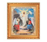 NKlaus - Resurrection Jesus Christ Easter - Icon in Frame with Glass 21 x 18 cm - 16672