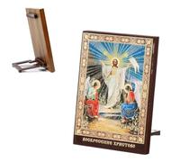 NKlaus - Resurrection of Jesus Christ - Wooden Icon 6 x 8 cm Christian Easter - Iconography 1069