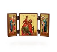 NKlaus - Saint Christopher - Christian icon triptych - Svyatoj Hristofor - travel altar wood 36180
