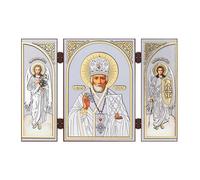 NKlaus - Saint Nicholas - Icon Triptych Christian - Wooden Travel Altar Iconography 16836