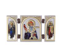 NKlaus - Saint Spyridon - Icon Triptych Christian - Wooden Travel Altar Iconography 16830