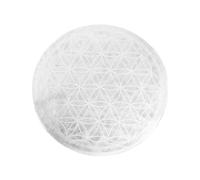 NKlaus Selenite Plate 14.5 cm with Engraving Flower of Life - Energy Plate for Cleansing, Meditation & Spiritual Decoration, Ideal for Crystals & Rituals 16589