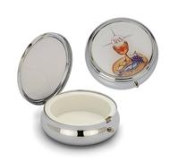 NKlaus silver metal case chalice motive 6x2cm rosary hosts box small communion 2544